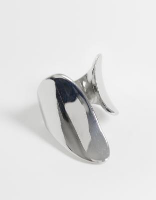 Asos Design Ring With Open Abstract Design In Silver