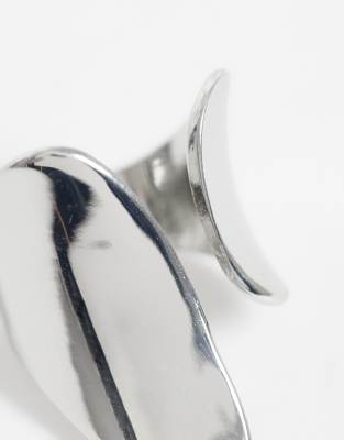 Asos Design Ring With Open Abstract Design In Silver