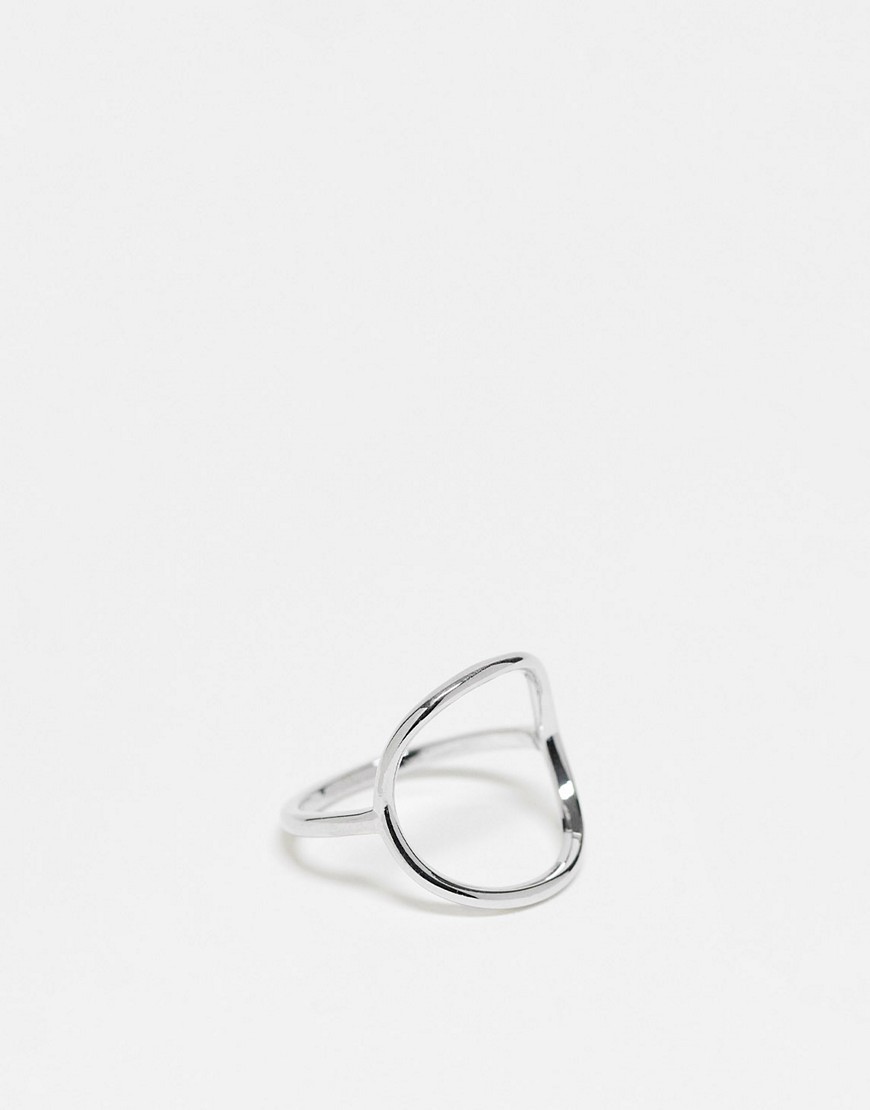 ASOS DESIGN ring with open circle design in silver tone