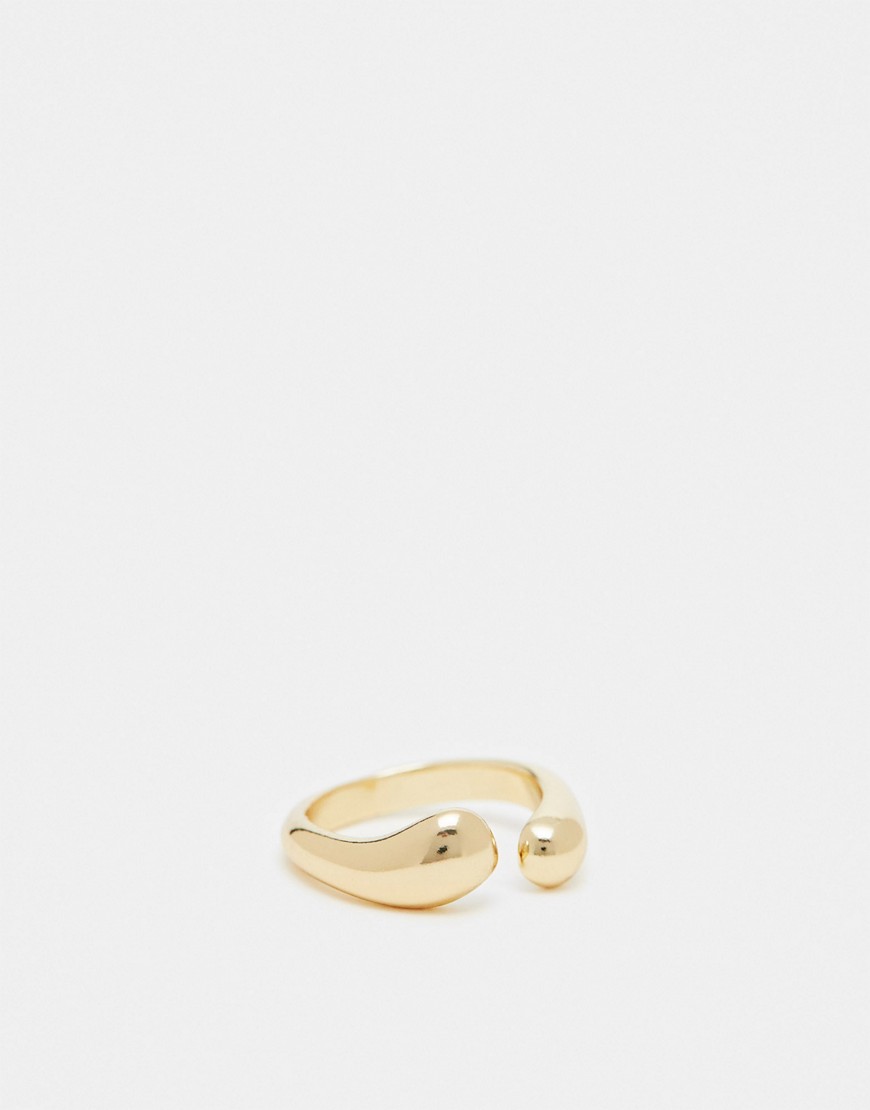 ASOS DESIGN ring with open melt design in gold tone