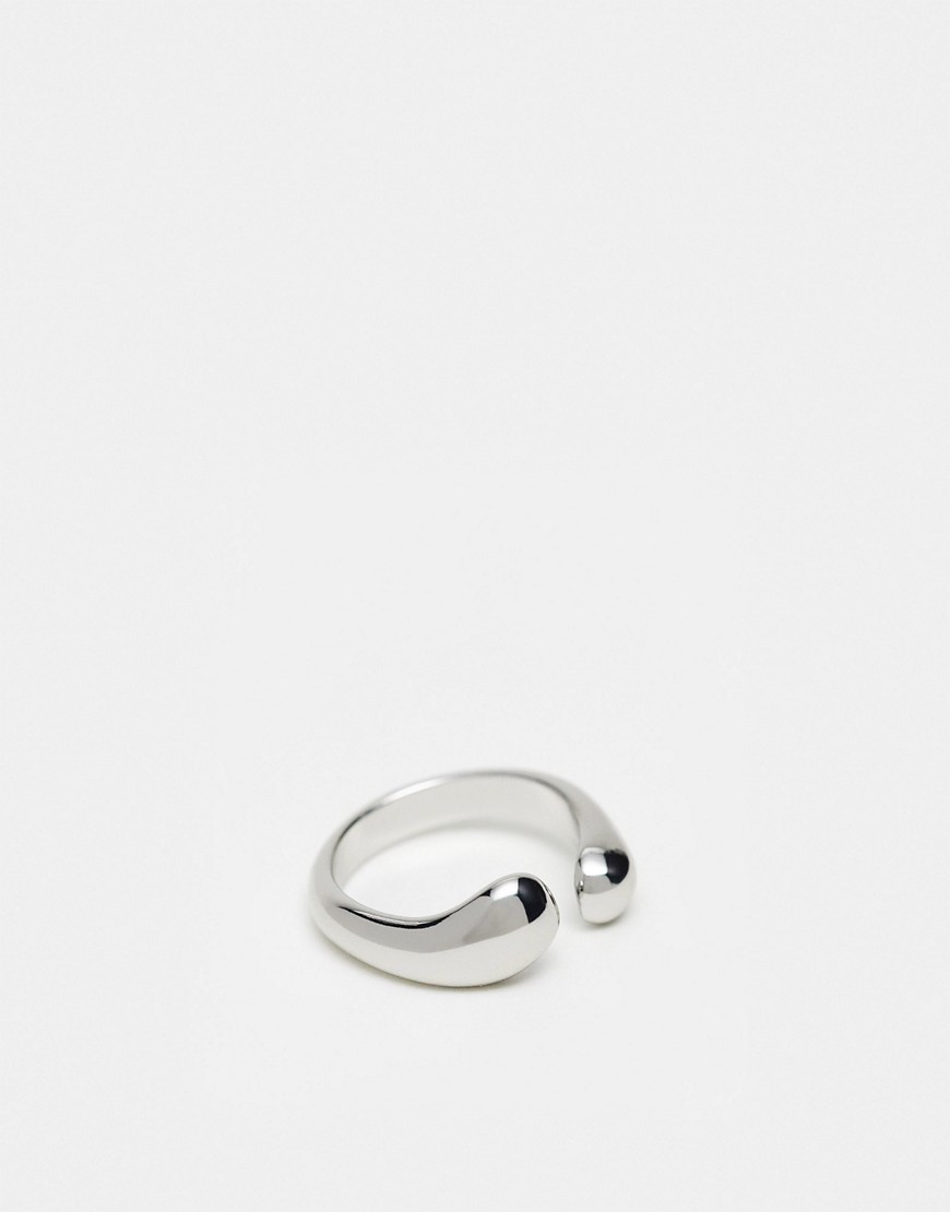 ASOS DESIGN ring with open melt design in silver tone