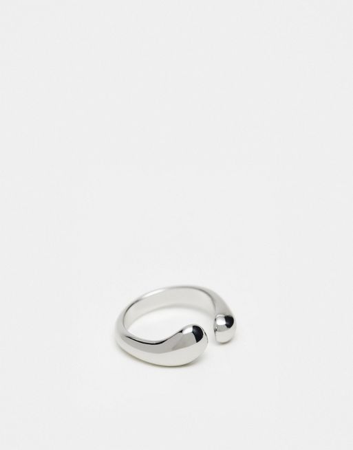  ASOS DESIGN ring with open melt design in silver tone