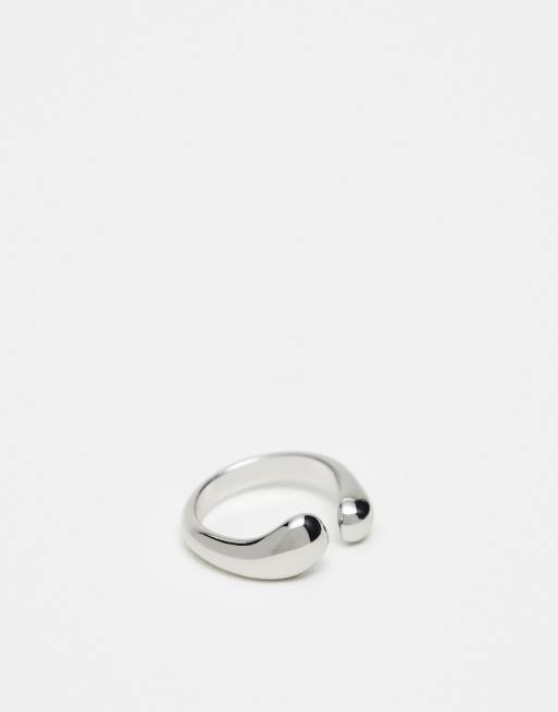 ASOS DESIGN ring with open melt design in silver tone