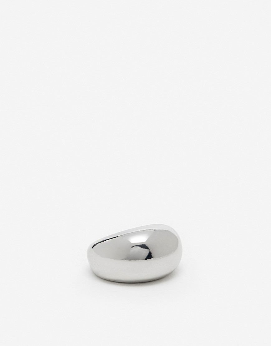 ring with oversized bubble design in gold tone-Silver
