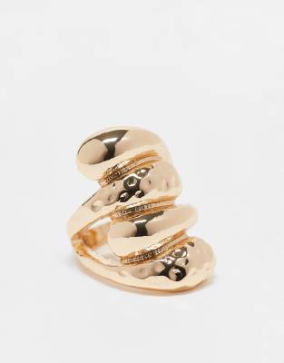 ASOS DESIGN ring with oversized wrap around bubble design in gold tone - view 1