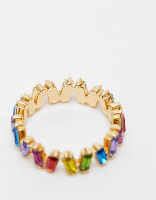 Rainbow baguette deals ring