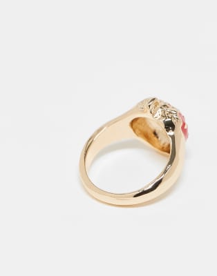Asos Design Ring With Red Enamel Strawberry