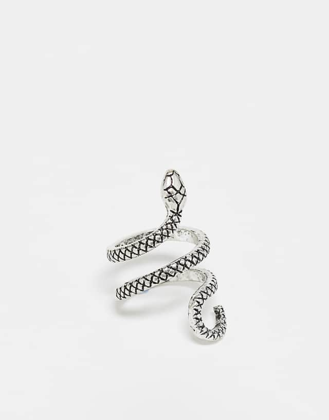 ASOS DESIGN ring with snake design in burnished silver tone