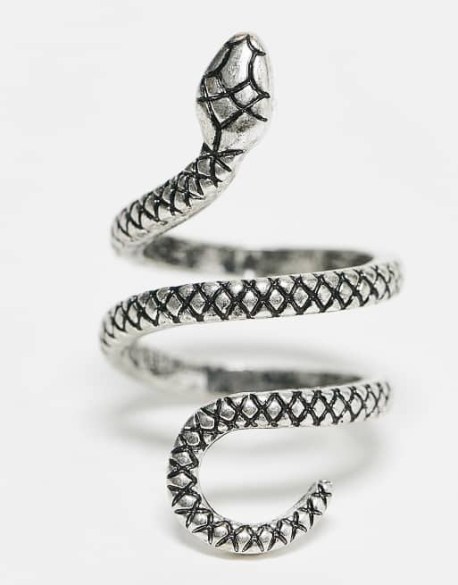 ASOS DESIGN ring with snake design in burnished silver tone, 3 of 4