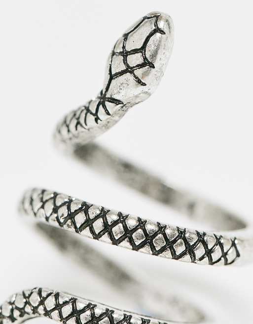 ASOS DESIGN ring with snake design in burnished silver tone, 4 of 4