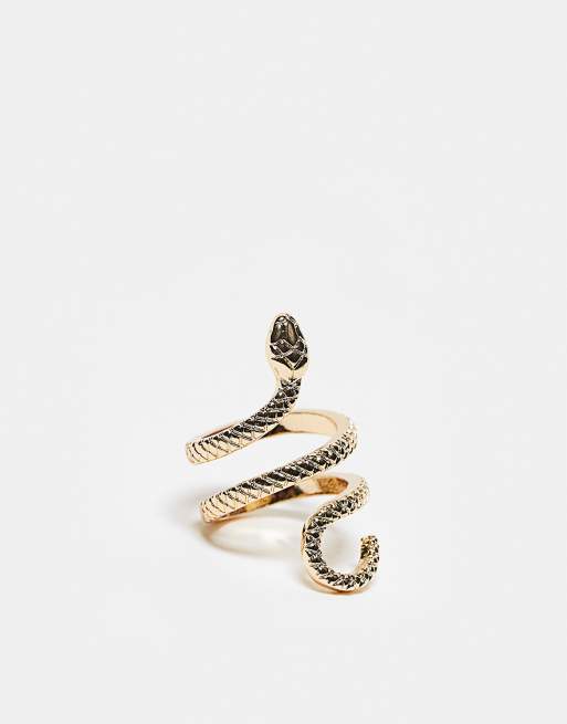 ASOS DESIGN ring with snake design in gold tone ASOS