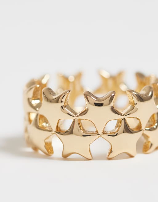 ASOS DESIGN Ring with stacked star detail in gold tone, 2 of 3