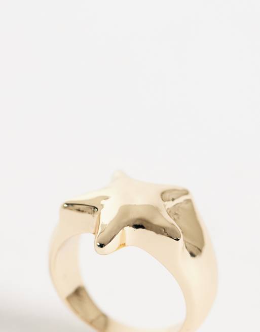 ASOS DESIGN ring with star design in molten gold tone, 2 of 3