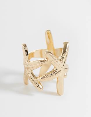 Asos Design Ring With Starfish Design In Gold
