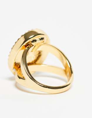 Asos Design Ring With Statement Faux Precious Stone And Crystal Details In Purple