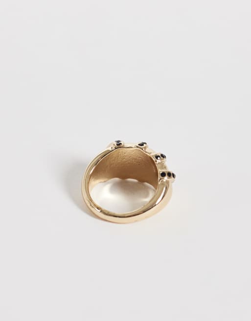ASOS DESIGN  Ring with swirl crystal stone set detail in gold tone, 3 of 3