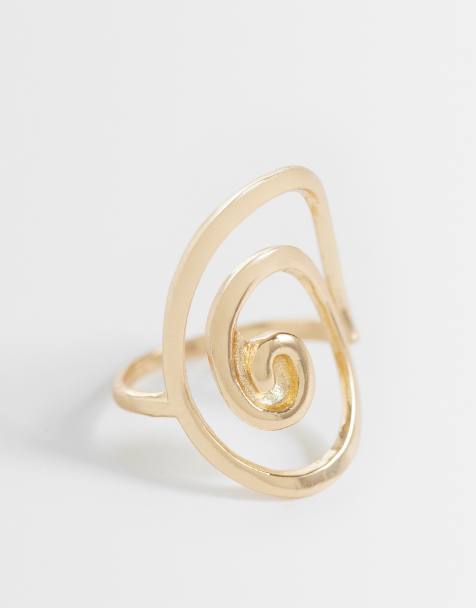 ASOS DESIGN ring with swirl design in gold tone - view 1
