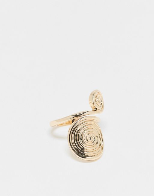  ASOS DESIGN ring with swirl detail in gold tone