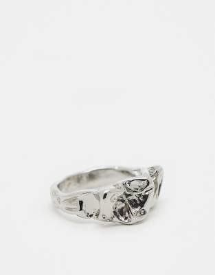 ASOS DESIGN ring with texture design in silver tone