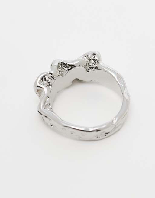 ASOS DESIGN ring with texture design in silver tone