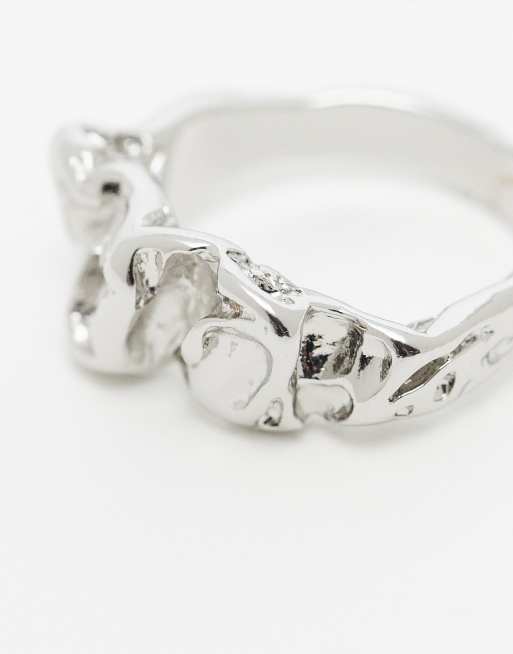 ASOS DESIGN ring with texture design in silver tone