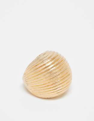 Asos Design Ring With Textured Dome Detail In Gold