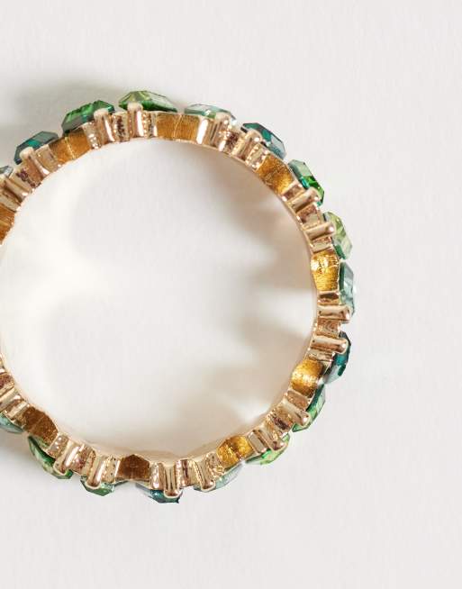 ASOS DESIGN ring with tonal green stones in gold tone, 3 of 3