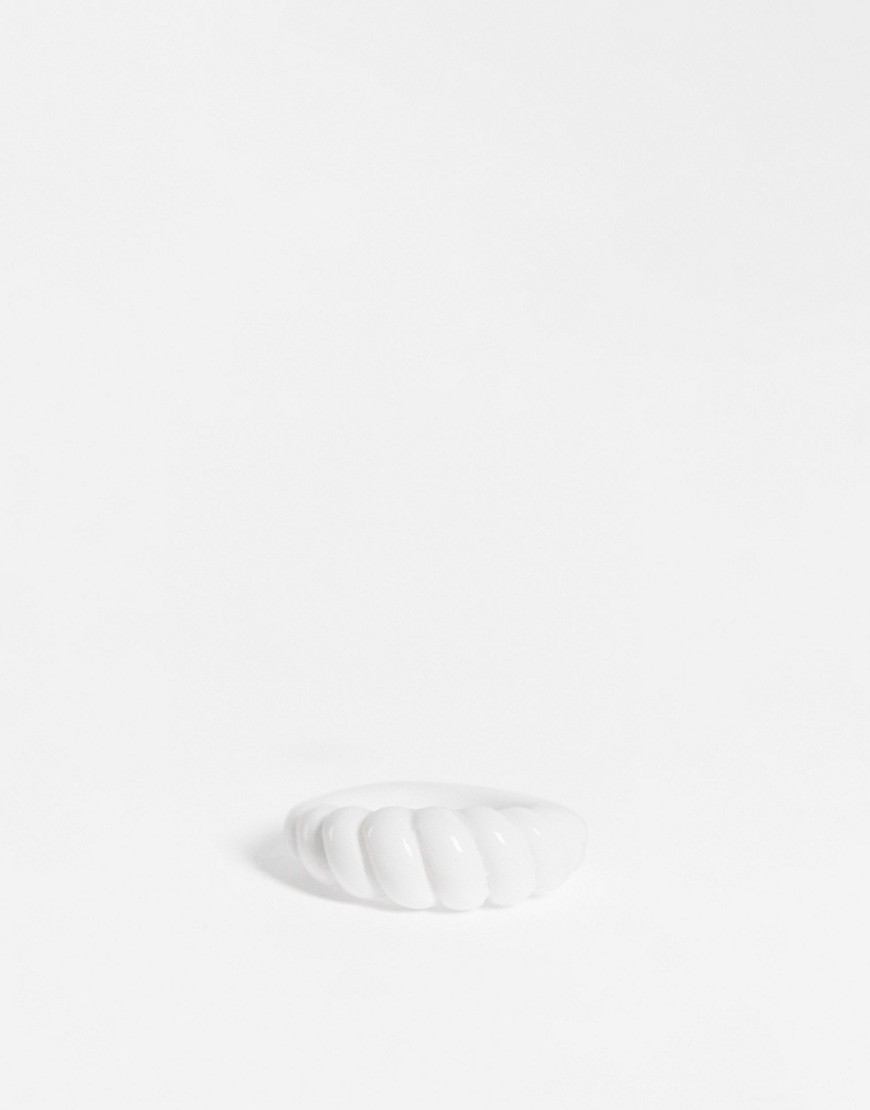 ASOS DESIGN ring with twist design in white plastic