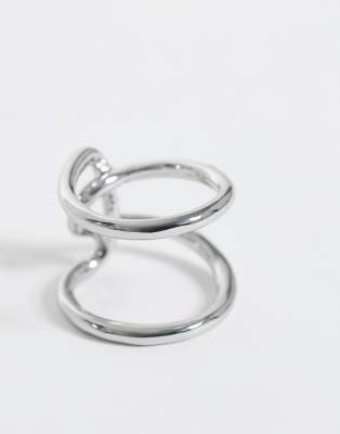 Asos Design Ring With Wire Design In Silver
