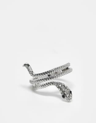 ring with wrap around snake detail in silver tone