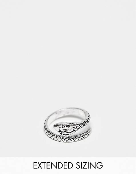 Mens Jewellery Rings ASOS 8 Pack Mixed Ring Set With Embossing And Snake in Silver Metallic for Men 