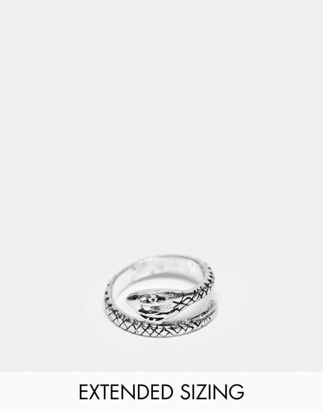 ASOS DESIGN ring with wrap around snake in burnished silver tone