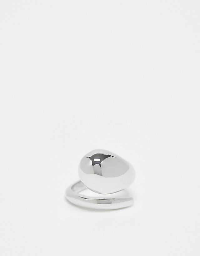 ASOS DESIGN - ring with wraparound bubble design in silver tone