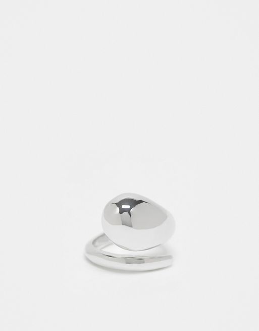  ASOS DESIGN ring with wraparound bubble design in silver tone