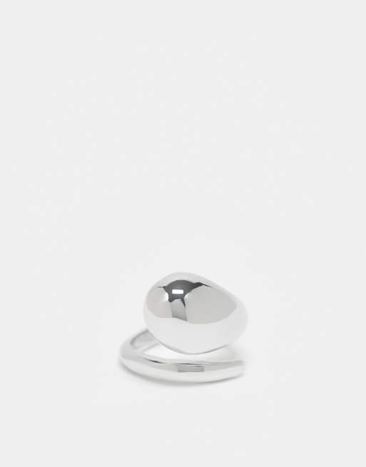  ASOS DESIGN ring with wraparound bubble design in silver tone