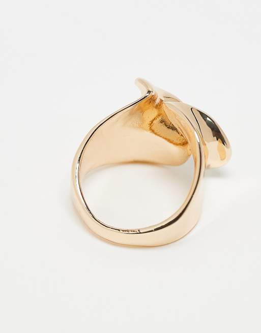 ASOS DESIGN ring with wraparound design in gold tone