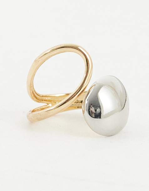 ASOS DESIGN ring with wraparound design in mixed metal - view 1