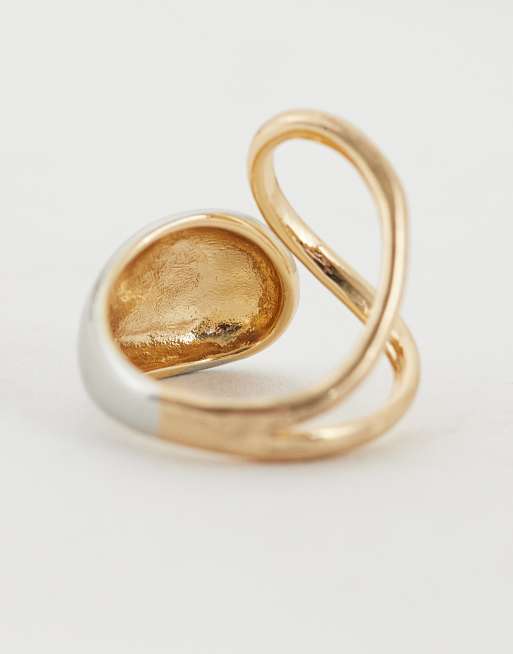 ASOS DESIGN ring with wraparound design in mixed metal, 3 of 3