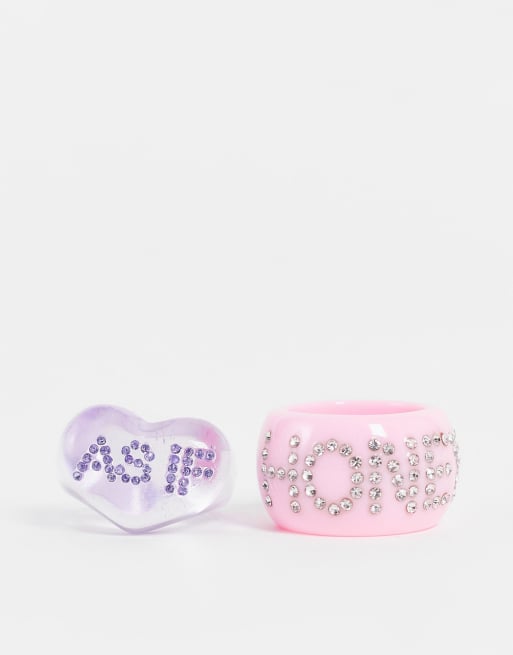 ASOS DESIGN – Ringe aus Kunststoff mit „AS IF“ und „HONEY“-Schriftzug im 2er-Pack