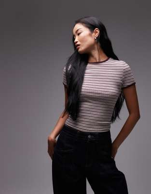 Asos Design Ringer Baby Tee In Multi