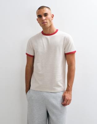 Asos Design Ringer T-shirt In Neutral