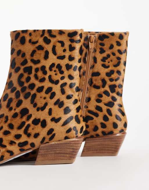 ASOS DESIGN Rio ankelstøvler i western-stil med spids tå og leopardprint i ægte læder, 4 af 4