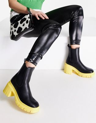 Chaussures Rio - Bottines Chelsea à talon mi-haut - Noir et jaune