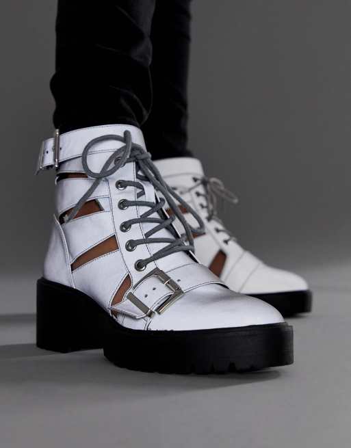 ASOS DESIGN Rion chunky cut out boots in reflective