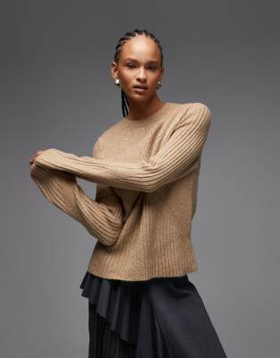 ASOS DESIGN - Rippstrickpullover in Mokka-Brown