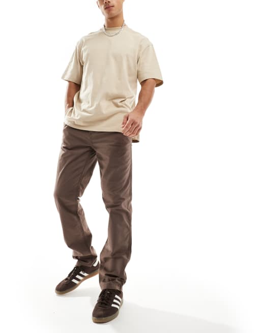 ASOS DESIGN – Ripstop-Hose in Dunkelbraun mit geradem Schnitt