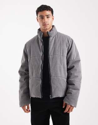 Asos Design Ripstop Puffer Coat In Gray