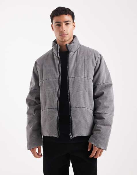 ASOS DESIGN ripstop puffer coat in washed gray - view 1