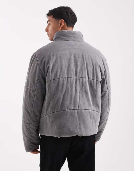 ASOS DESIGN ripstop puffer in washed grey, 3 of 5