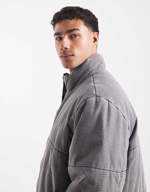 ASOS DESIGN ripstop puffer in washed grey, 4 of 5